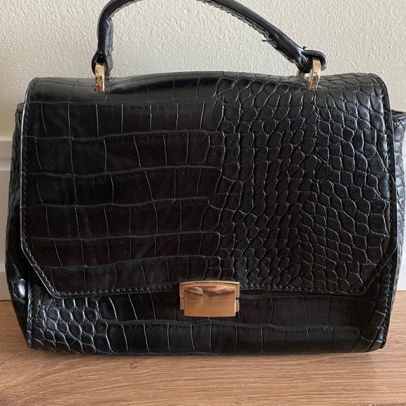 Crocodile Black handbag with removable strap - Picture 1 of 5